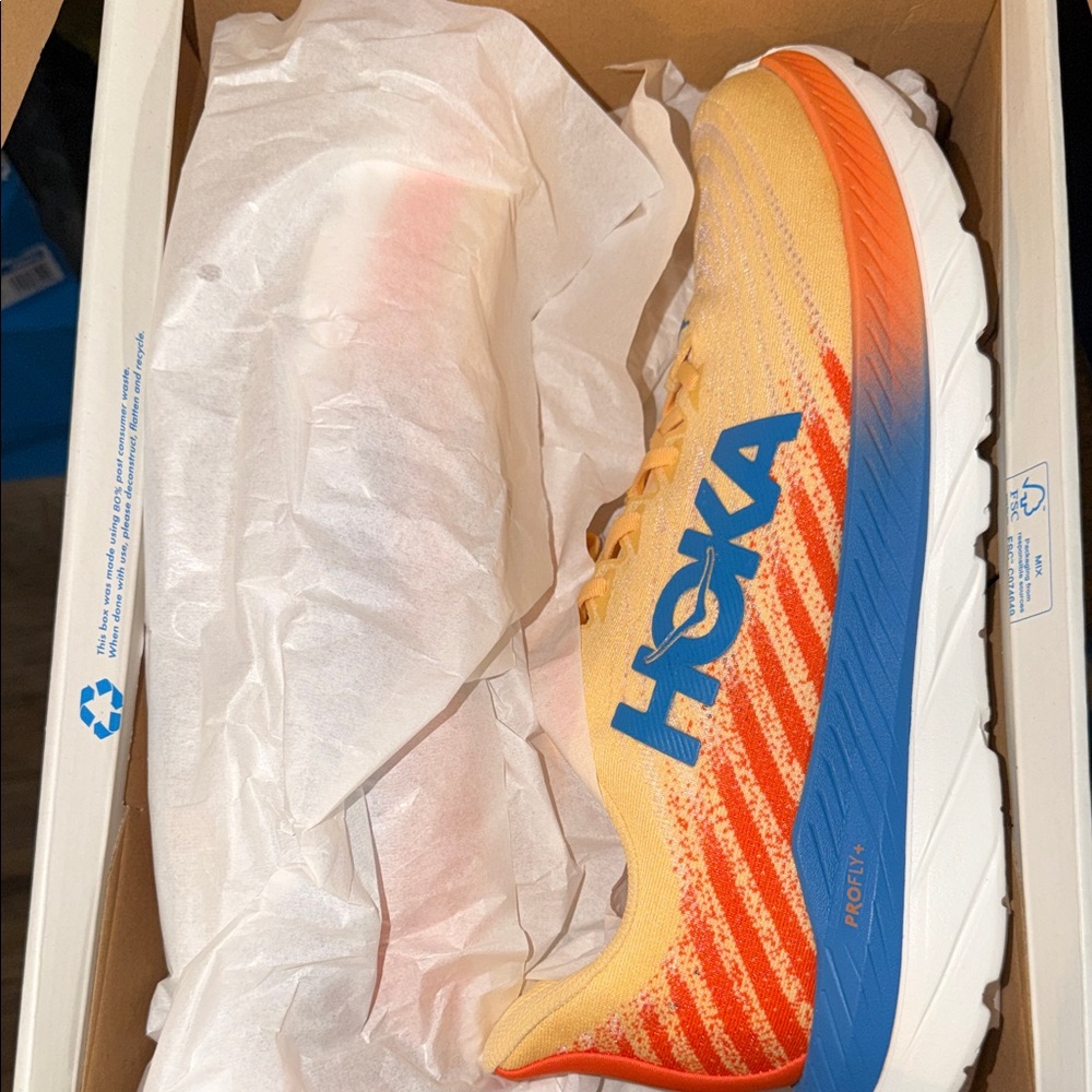 Hoka Orange Yellow Blue Gradient Athletic Running Shoes